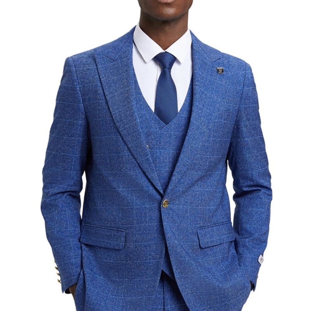Men’s Stacy Adams 49R Royal Blue Two-Piece Jacket & Vest NWT